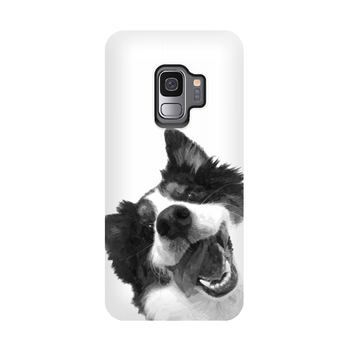 Galaxy S9 StrongFit Black and White Happy Dog by Alemi