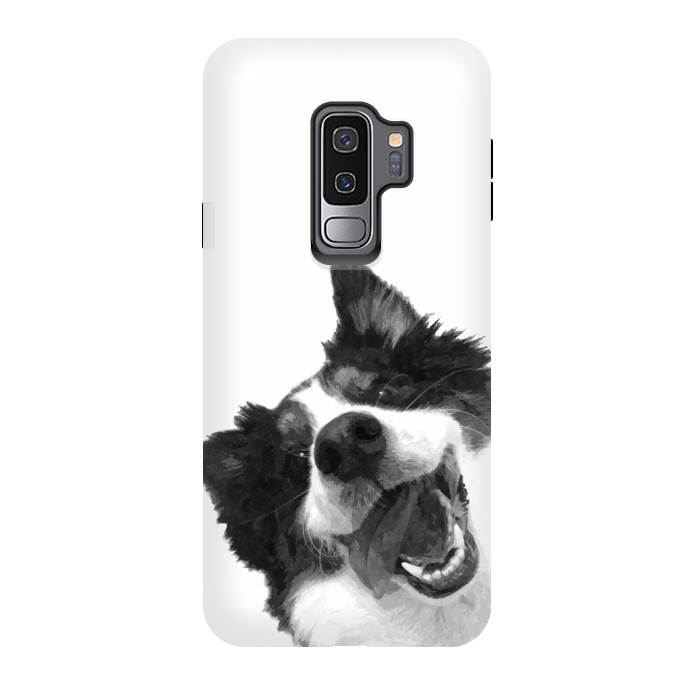 Galaxy S9 plus StrongFit Black and White Happy Dog by Alemi