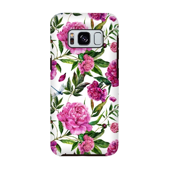 Galaxy S8 StrongFit Pink Peonies on White by  Utart