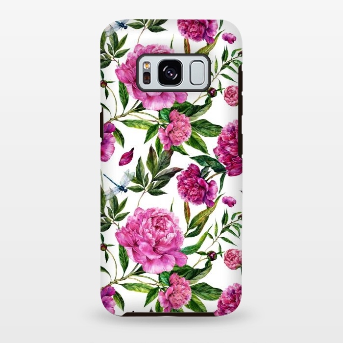 Galaxy S8 plus StrongFit Pink Peonies on White by  Utart