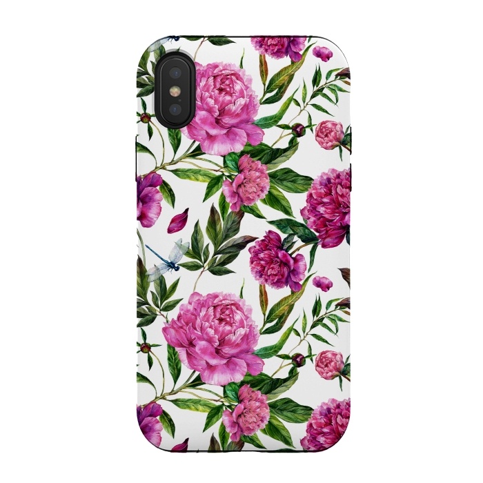 iPhone Xs / X StrongFit Pink Peonies on White by  Utart