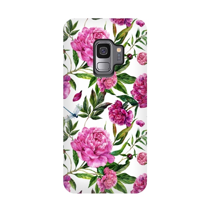 Galaxy S9 StrongFit Pink Peonies on White by  Utart