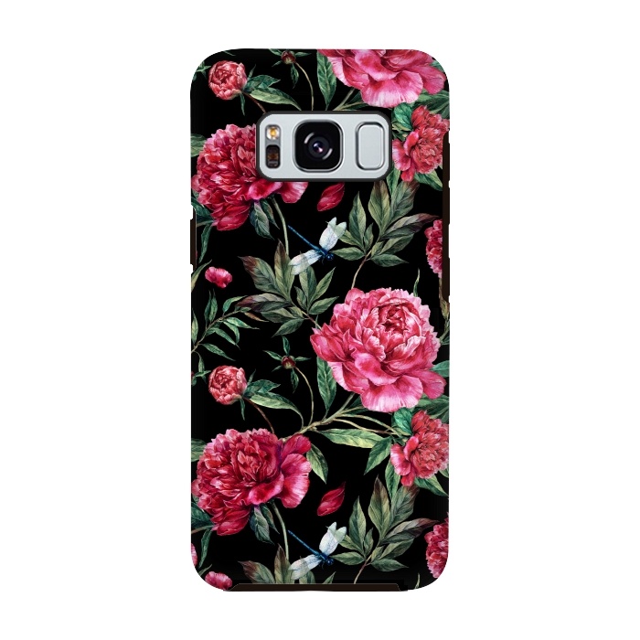 Galaxy S8 StrongFit Pink Peonies on Black by  Utart