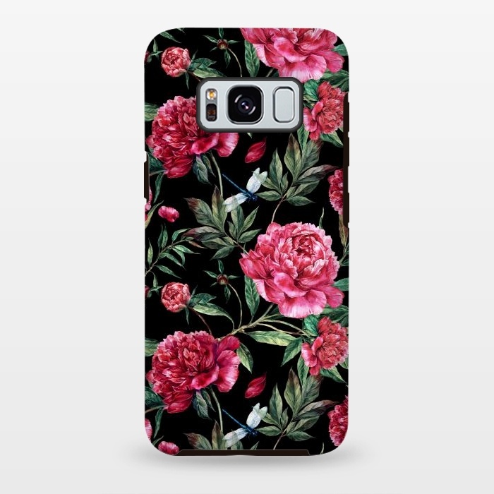Galaxy S8 plus StrongFit Pink Peonies on Black by  Utart