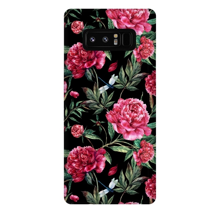 Galaxy Note 8 StrongFit Pink Peonies on Black by  Utart