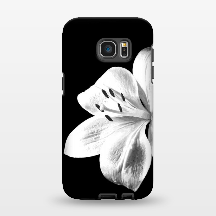 Galaxy S7 EDGE StrongFit White Lily Black Background by Alemi