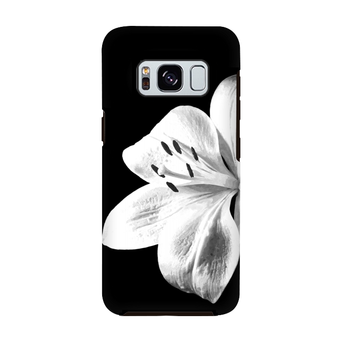 Galaxy S8 StrongFit White Lily Black Background by Alemi