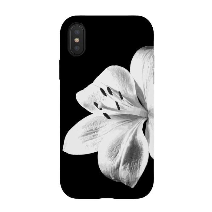 iPhone Xs / X StrongFit White Lily Black Background by Alemi