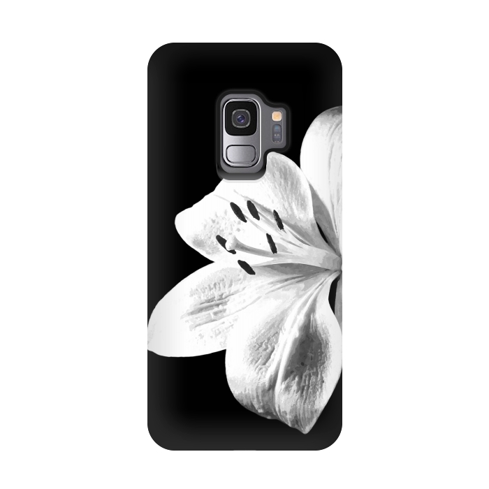 Galaxy S9 StrongFit White Lily Black Background by Alemi