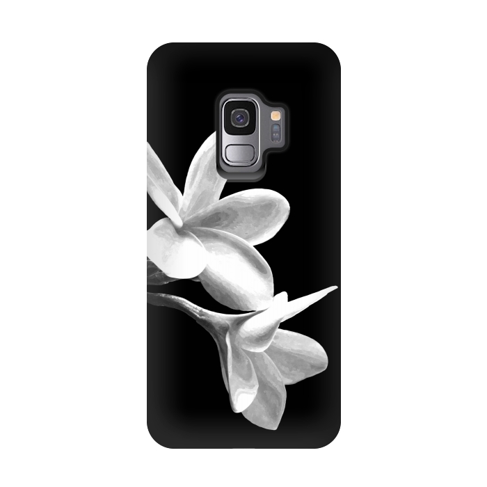 Galaxy S9 StrongFit White Flowers Black Background by Alemi
