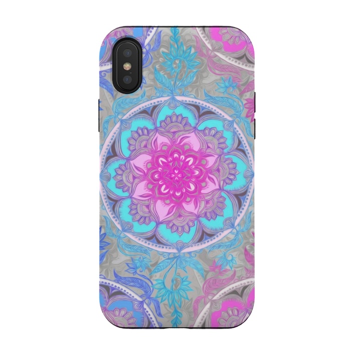 iPhone Xs / X StrongFit Pink, Purple and Turquoise Super Boho Medallions by Micklyn Le Feuvre