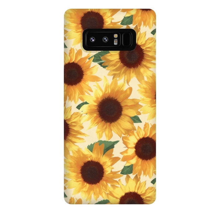 Galaxy Note 8 StrongFit Happy Yellow Sunflowers by Micklyn Le Feuvre