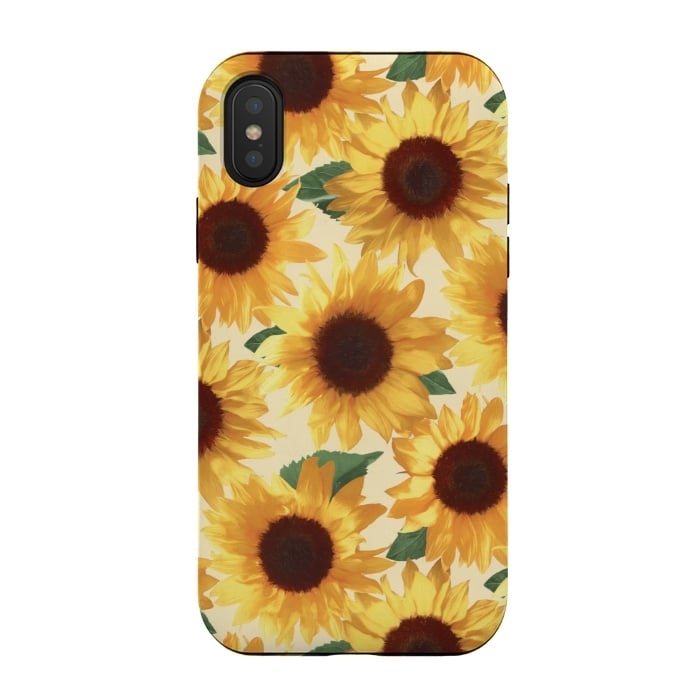 iPhone Xs / X StrongFit Happy Yellow Sunflowers by Micklyn Le Feuvre