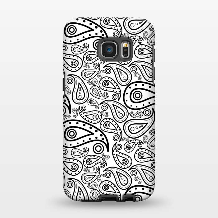 Galaxy S7 EDGE StrongFit black and white paisley by TMSarts