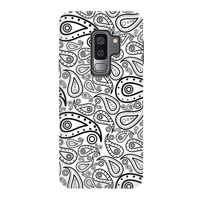 Galaxy S9 plus StrongFit black and white paisley by TMSarts