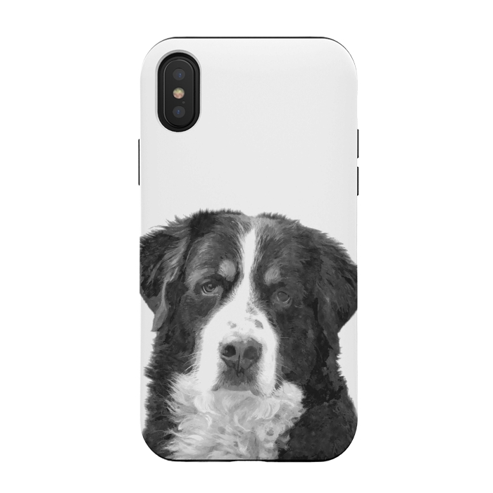 iPhone Xs / X StrongFit Black and White Bernese Mountain by Alemi