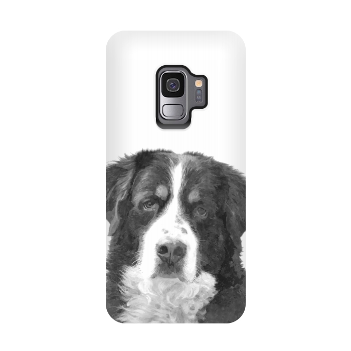 Galaxy S9 StrongFit Black and White Bernese Mountain by Alemi
