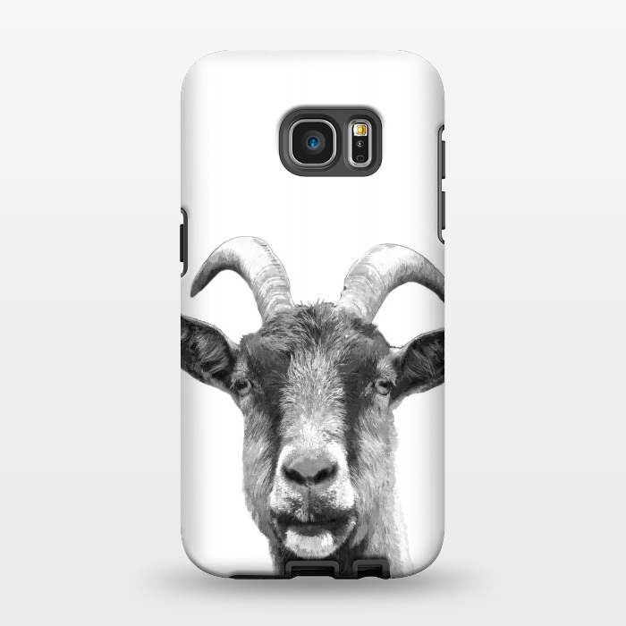 Galaxy S7 EDGE StrongFit Black and White Goat Portrait by Alemi