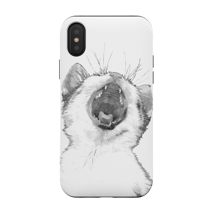 iPhone Xs / X StrongFit Black and White Sleepy Kitten  by Alemi