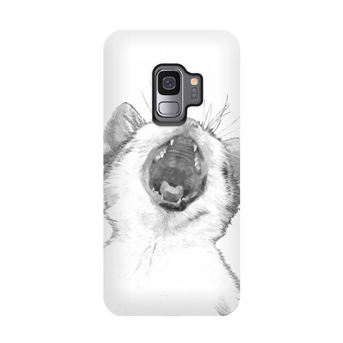 Galaxy S9 StrongFit Black and White Sleepy Kitten  by Alemi