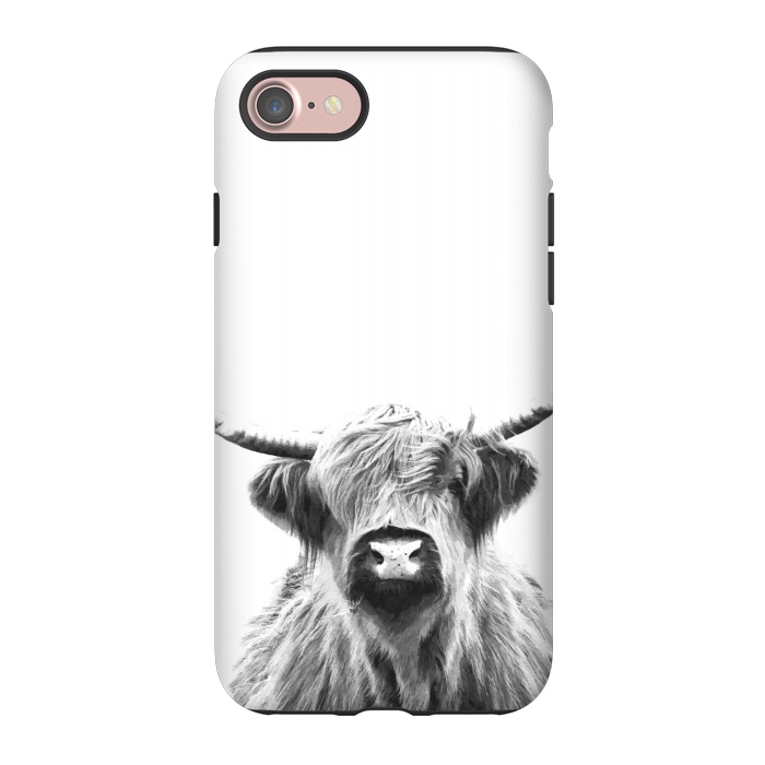 iPhone 7 StrongFit Black and White Highland Cow by Alemi