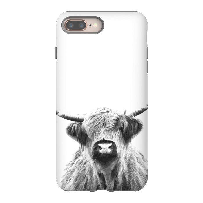 iPhone 7 plus StrongFit Black and White Highland Cow by Alemi