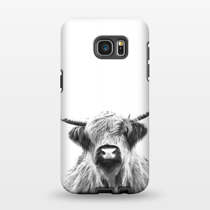 Galaxy S7 EDGE StrongFit Black and White Highland Cow by Alemi