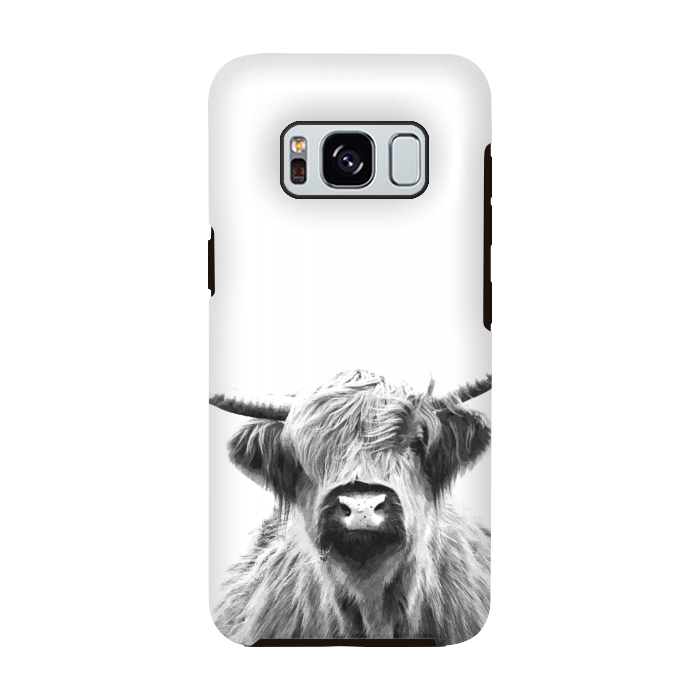 Galaxy S8 StrongFit Black and White Highland Cow by Alemi