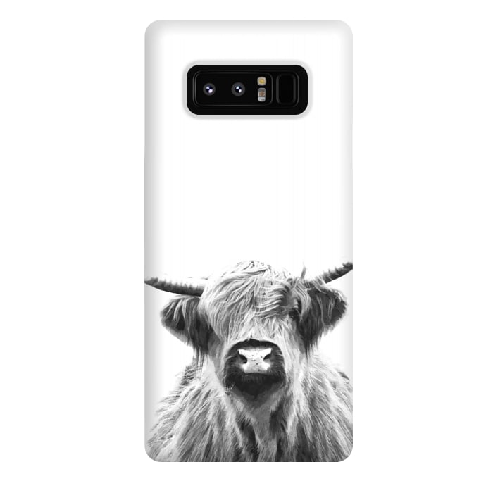 Galaxy Note 8 StrongFit Black and White Highland Cow by Alemi