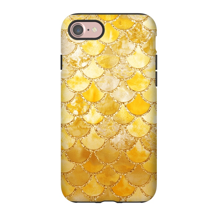iPhone 7 StrongFit Gold Watercolor Mermaid Scales by  Utart
