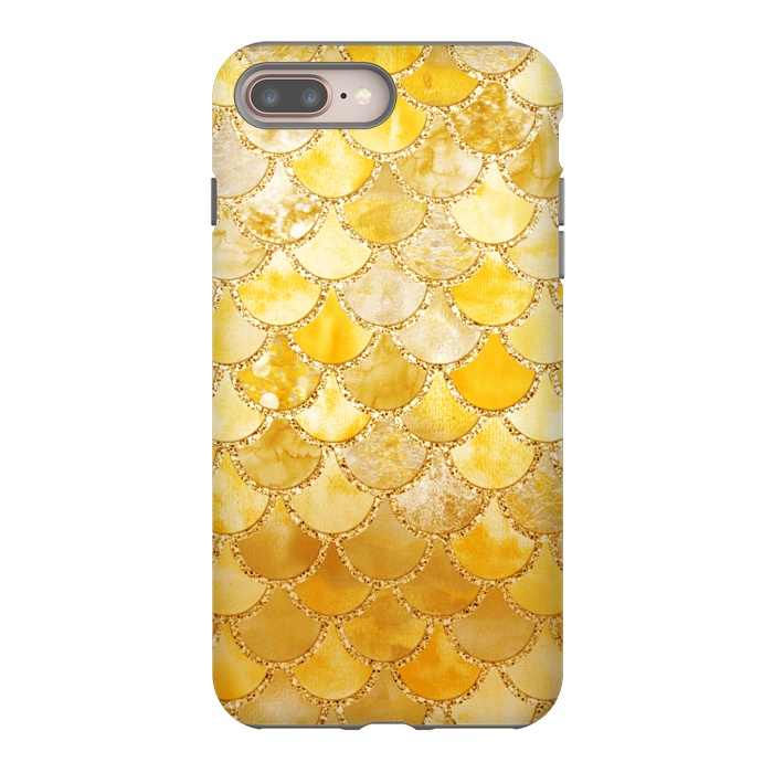 iPhone 7 plus StrongFit Gold Watercolor Mermaid Scales by  Utart