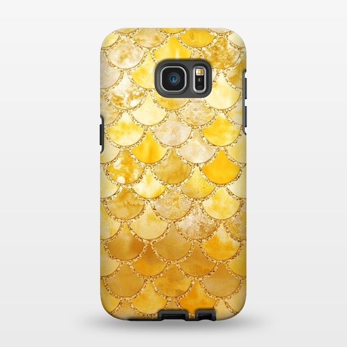 Galaxy S7 EDGE StrongFit Gold Watercolor Mermaid Scales by  Utart