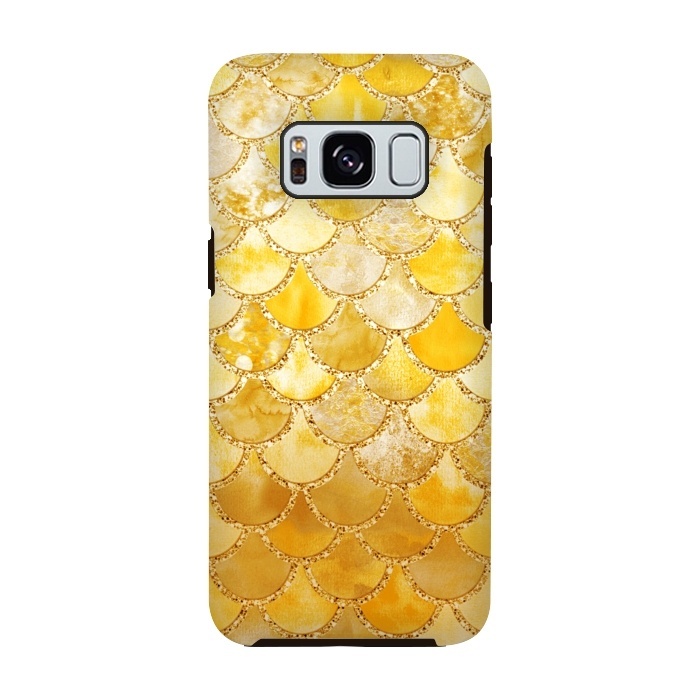 Galaxy S8 StrongFit Gold Watercolor Mermaid Scales by  Utart