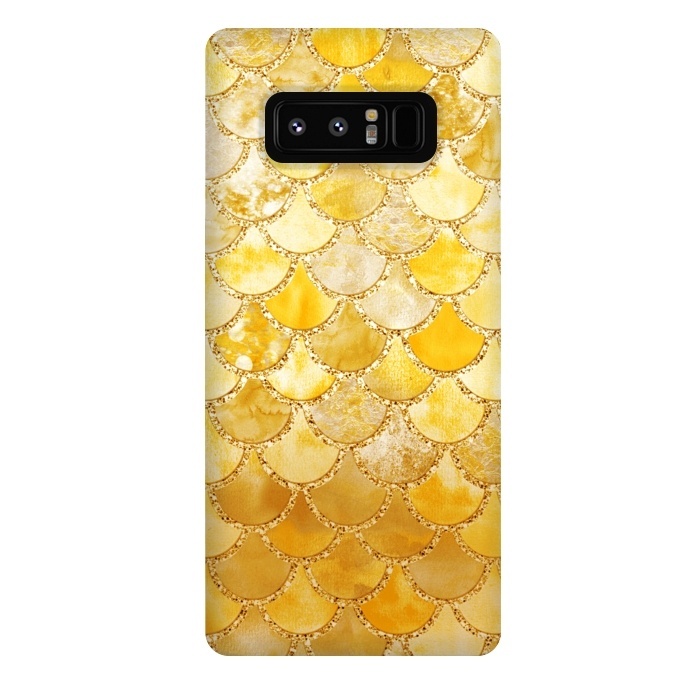 Galaxy Note 8 StrongFit Gold Watercolor Mermaid Scales by  Utart