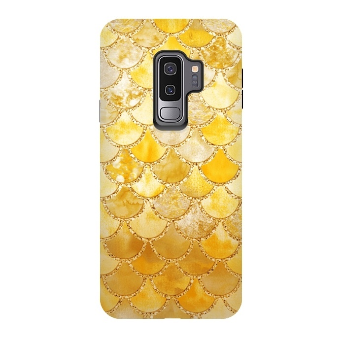 Galaxy S9 plus StrongFit Gold Watercolor Mermaid Scales by  Utart