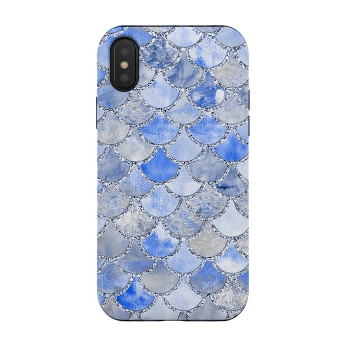 iPhone Xs / X StrongFit Blue and Silver Mermaid Scales by  Utart