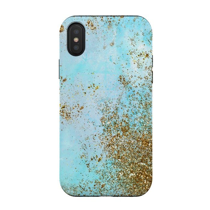 iPhone Xs / X StrongFit Gold and Teal Mermaid Glitter Foam by  Utart