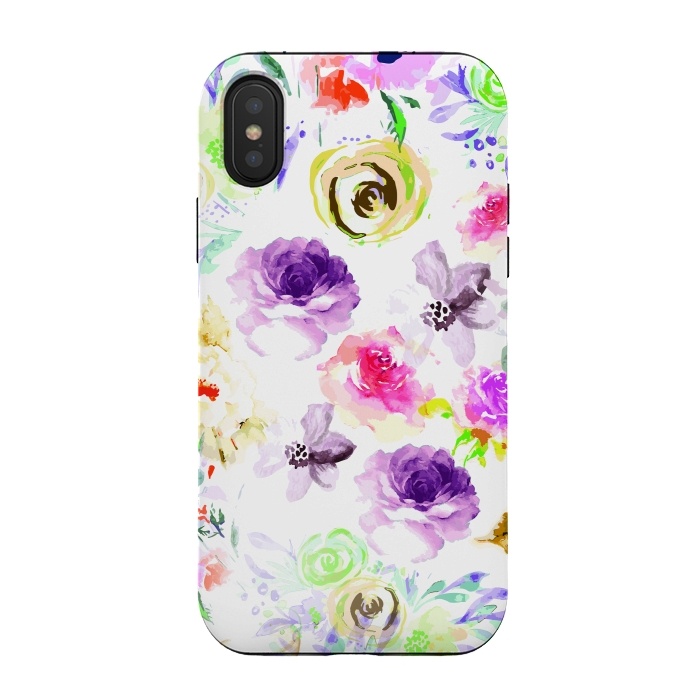 iPhone Xs / X StrongFit Different Watercolor Roses by Bledi