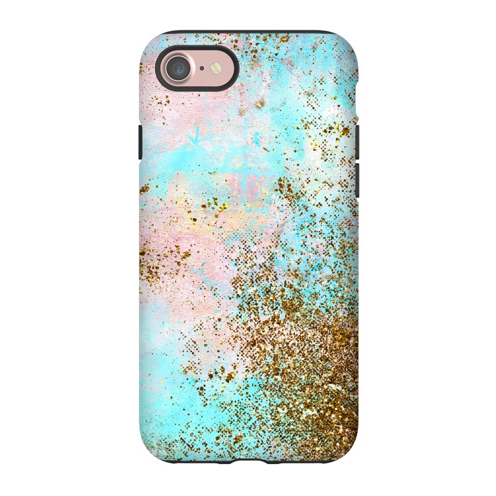 iPhone 7 StrongFit Pink and Teal and Gold Mermaid Glitter Seafoam by  Utart