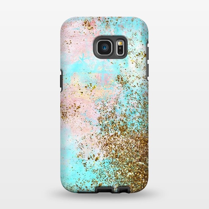 Galaxy S7 EDGE StrongFit Pink and Teal and Gold Mermaid Glitter Seafoam by  Utart