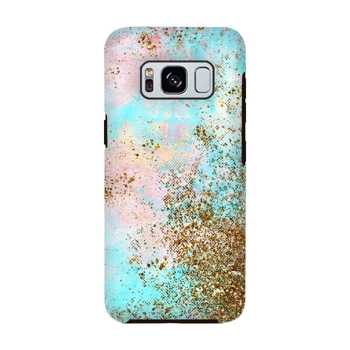 Galaxy S8 StrongFit Pink and Teal and Gold Mermaid Glitter Seafoam by  Utart