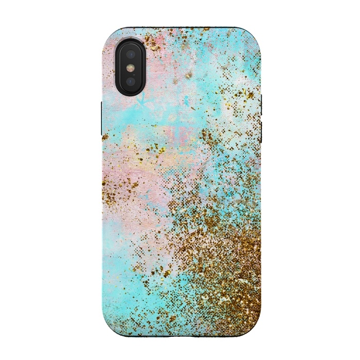 iPhone Xs / X StrongFit Pink and Teal and Gold Mermaid Glitter Seafoam by  Utart