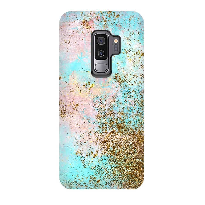 Galaxy S9 plus StrongFit Pink and Teal and Gold Mermaid Glitter Seafoam by  Utart