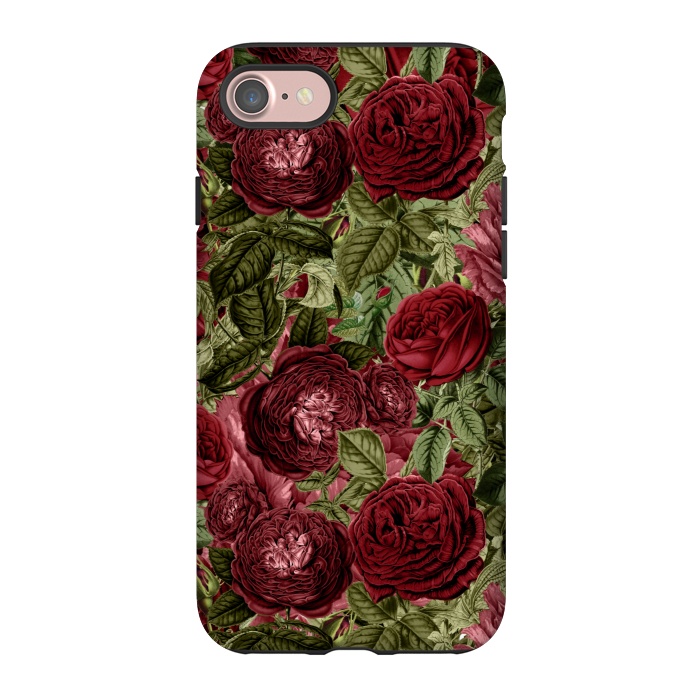iPhone 7 StrongFit Victorian Dark Red Vintage Roses by  Utart