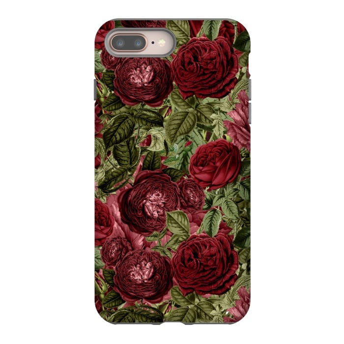 iPhone 7 plus StrongFit Victorian Dark Red Vintage Roses by  Utart