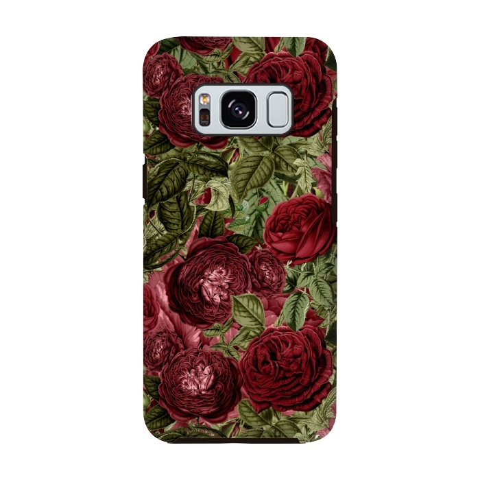 Galaxy S8 StrongFit Victorian Dark Red Vintage Roses by  Utart