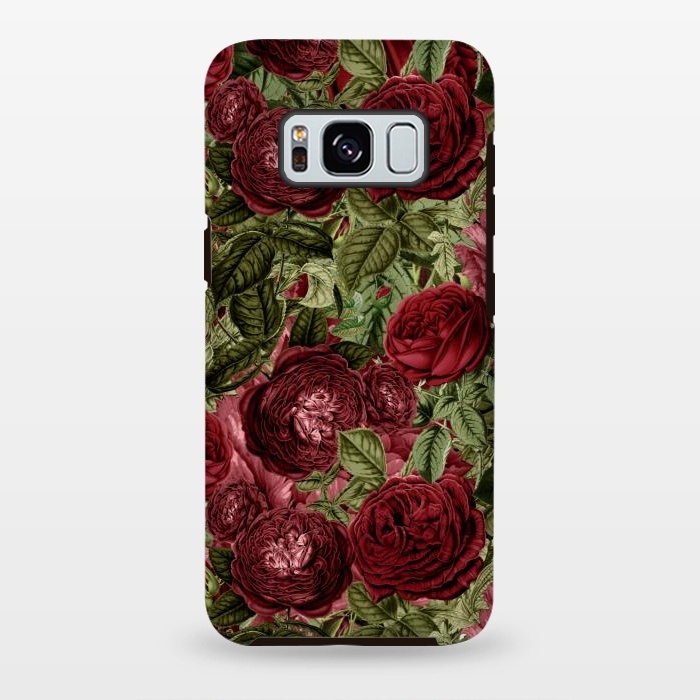 Galaxy S8 plus StrongFit Victorian Dark Red Vintage Roses by  Utart