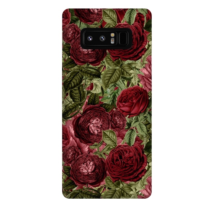 Galaxy Note 8 StrongFit Victorian Dark Red Vintage Roses by  Utart