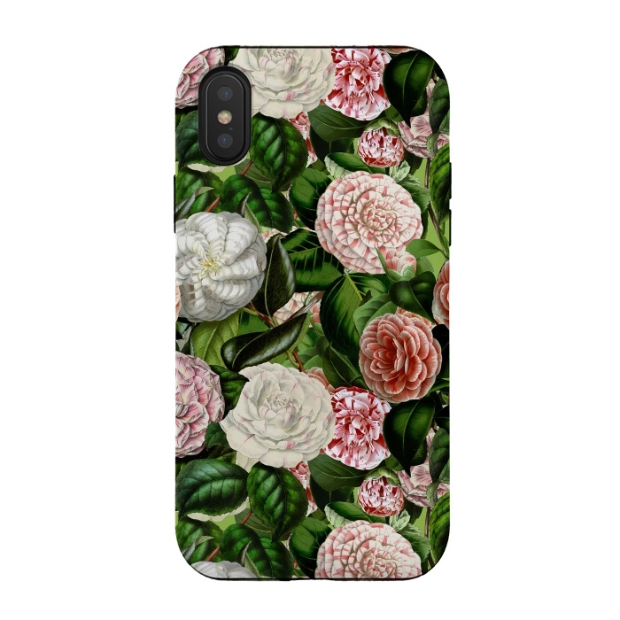 iPhone Xs / X StrongFit Victorian Vintage Camellia Pattern by  Utart