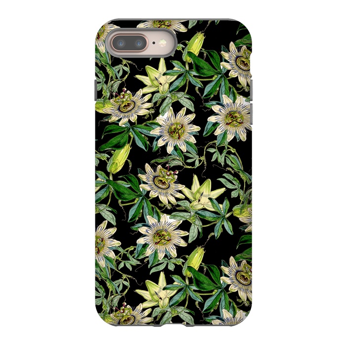 iPhone 7 plus StrongFit Black Vintage Passiflora Pattern by  Utart